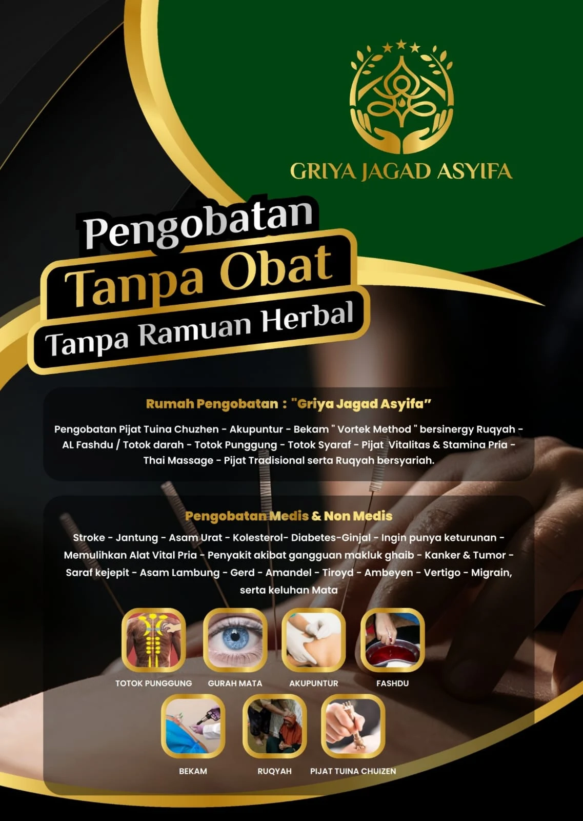 Poster pengobatan tanpa obat tanpa ramuan herbal